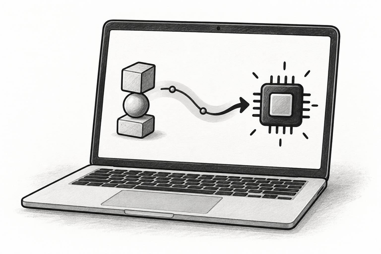 En lokal AI-modell hittar en effektiv väg genom datorn. AI-genererad illustration.
